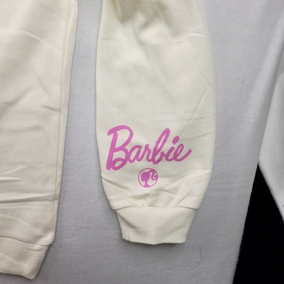 Barbie Vacay Mode 2X Off-White Logo Sweatshirt Pink Flamingo Float Pool - Picture 6 of 9